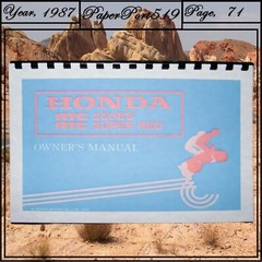 1987 Honda ATC Super Red 250ES Owner’s Manual 71 Pages