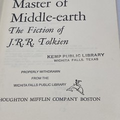 MASTER OF MIDDLE EARTH, THE FICTION of J R R TOLKIEN by Kocher 1972