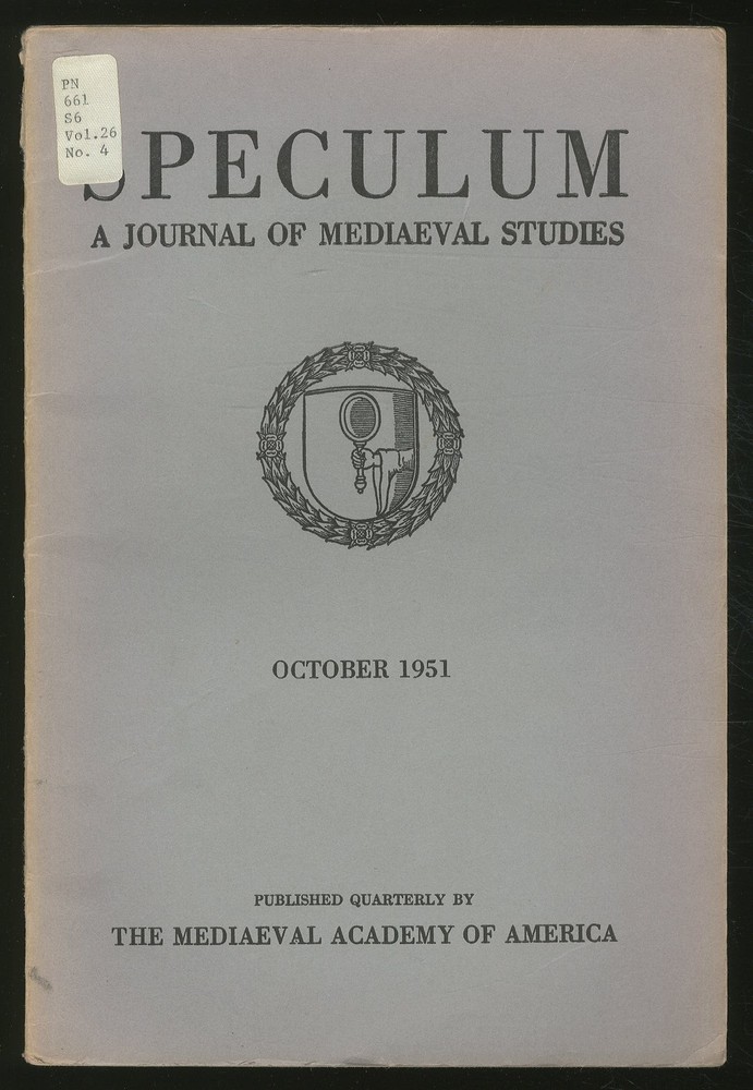 Charles R D MILLER / Speculum Journal of Mediaeval Studies Volume XXVI Number 4
