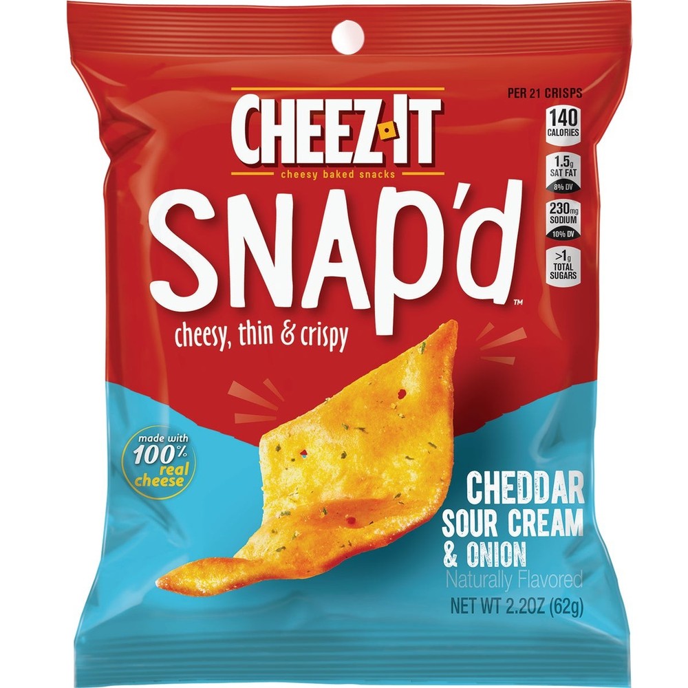 Cheez-it Snap’d 2.2 Oz. Cheddar Sour Cream & Onion Crackers 121735 Pack of 6