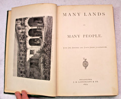 MANY LANDS AND MANY PEOPLE. 147 illustrations. 1875. Peru, Athens, Patagonians