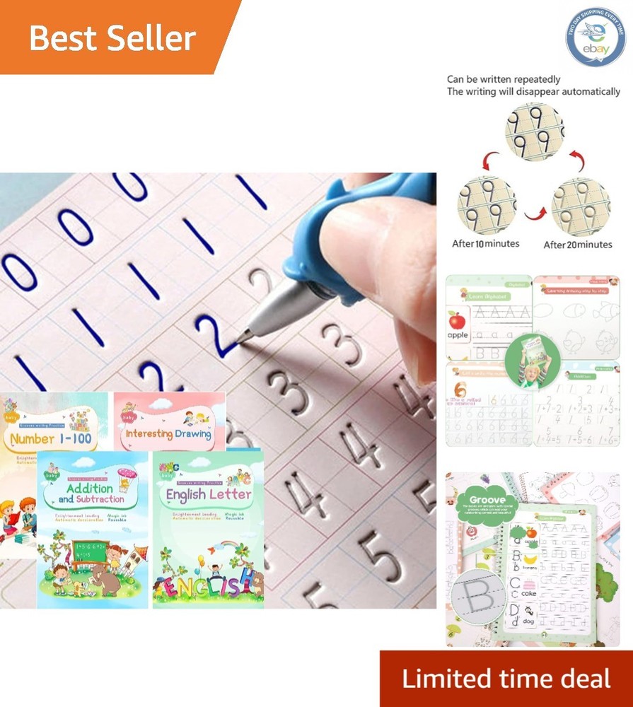 Magic Ink Reusable Handwriting Copybooks – 4-in-1 for Kids Skill Development