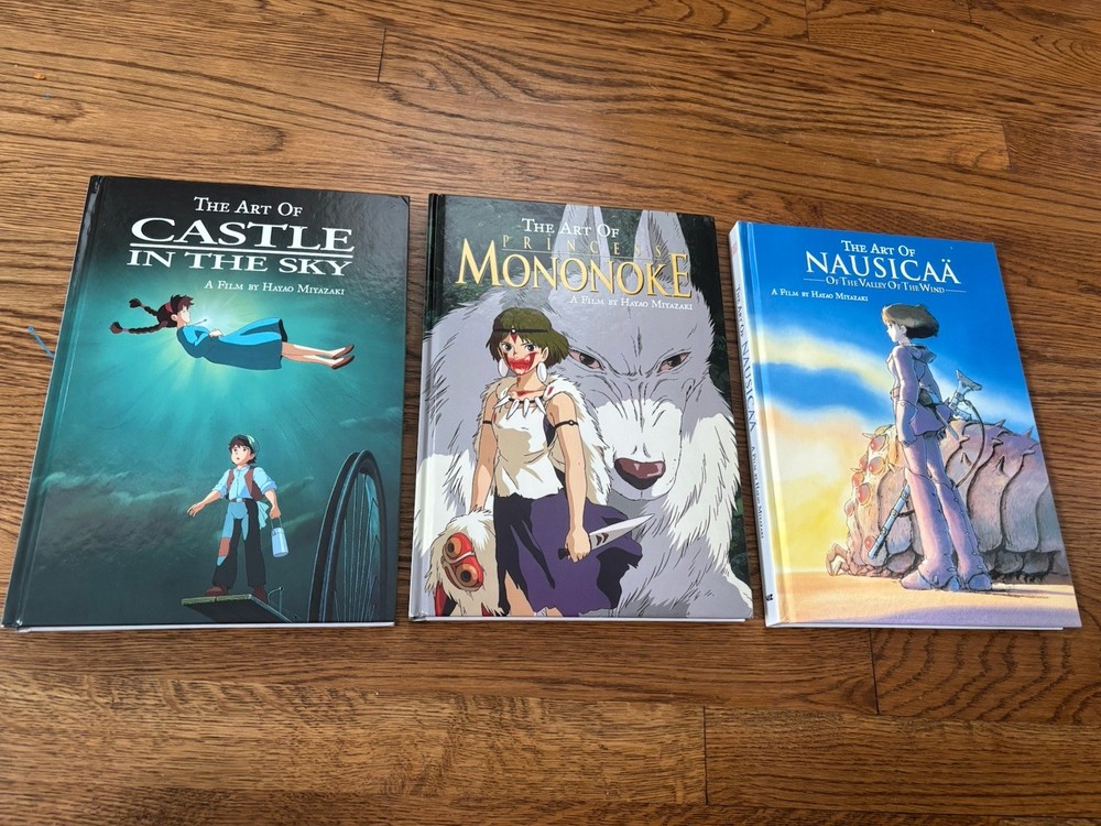 Lot of 3 Art of Hayao Miyazaki Studio Ghibli HC Castle, Mononoke, Nausicaa