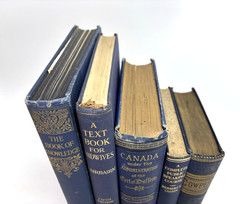 Decorative Collection of Old Blue Books. 17cm Shelf Space.