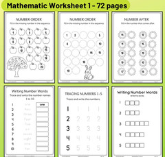 Basic Mathematic Worksheet for kids preschool tracing counting