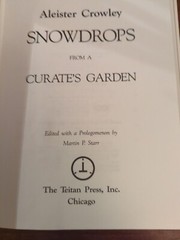Crowley, Aleister. Snowdrops from a Curate’s Garden. Cloth in Jacket Occult