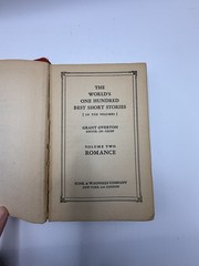 Grant Overton – The World’s One Hundred Best Short Stories Vol 2 Romance 1927 HC