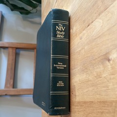 1985 NIV Study Bible Forest Green Bonded Leather Indexed Zondervan Red Letter