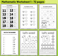 Basic Mathematic Worksheet for kids preschool tracing counting