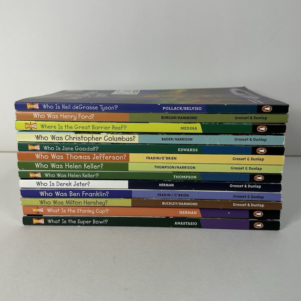 Who Is? Who Was? What Is? Lot of 13 Books, Ford, Franklin, Keller, Columbus Good