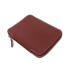 HERMES Agenda Zip Notebook cover Smooth Leather Bordeaux Card Case Zip Aro…