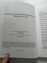 Commonwealth Of Kentucky Contractors Business And Law Reference Manual 5th Ed