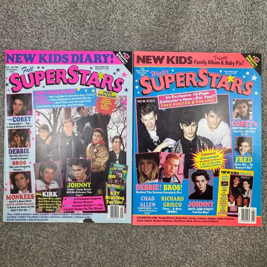 Superstars Magazines Fall 1989 & Winter 1989-90 NKOTB Haim Gibson Depp & Savage