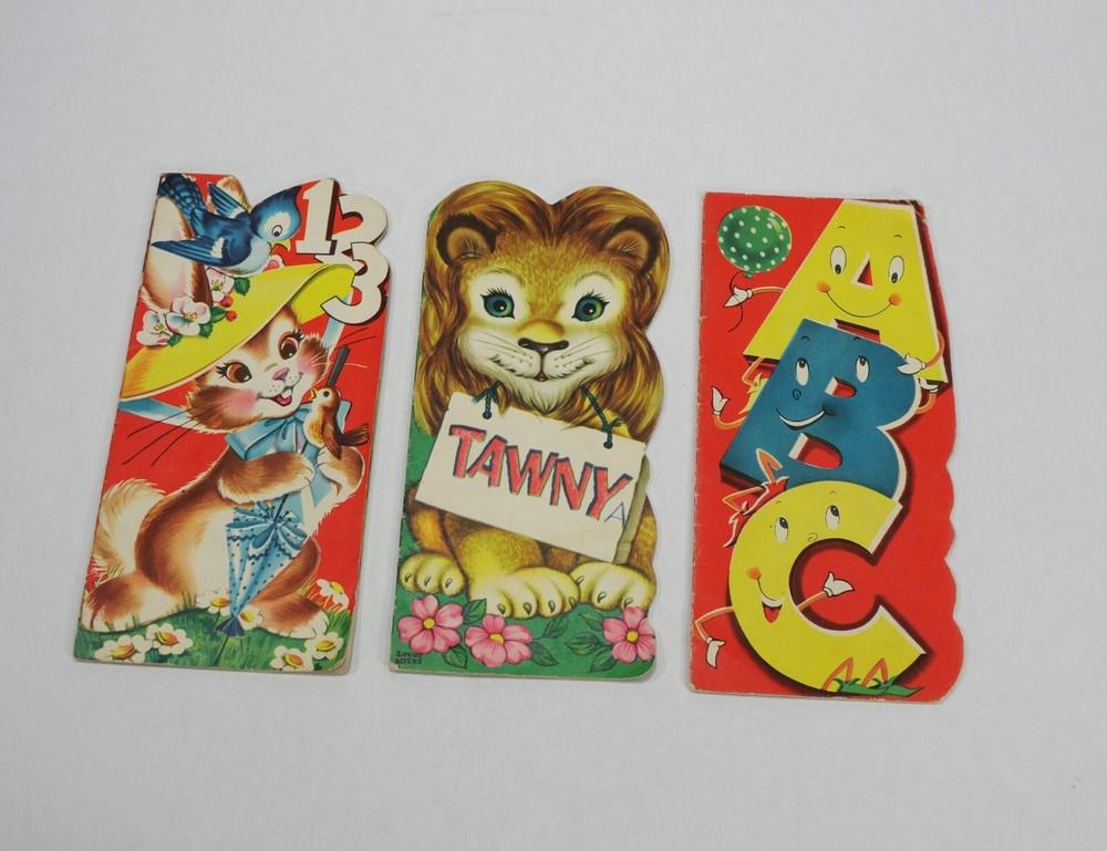 VTG Lot of 3 Children’s Books – Tawny Lion, ABC & 123 – Paperback – 1949/1950