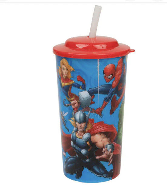 Marvel Avengers Heroes Characters 16oz Sports Tumbler w/ Straw Blue