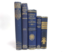 Decorative Collection of Old Blue Books. 17cm Shelf Space.