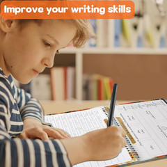 Reusable Grooved Cursive Handwriting Workbook with Disappearing Ink Pens
