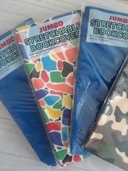 Jumbo Stretchable Book Cover 10.5in x 11.5in Reusable and Washable (Set of 4)
