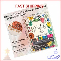 7×8.2in Adult Coloring Book Set for Relaxation, Spiral Bound Coloring Book for W