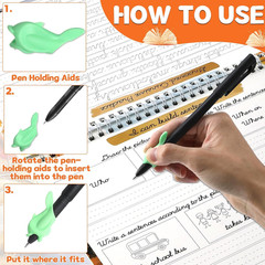 Reusable Grooved Cursive Handwriting Workbook with Disappearing Ink Pens