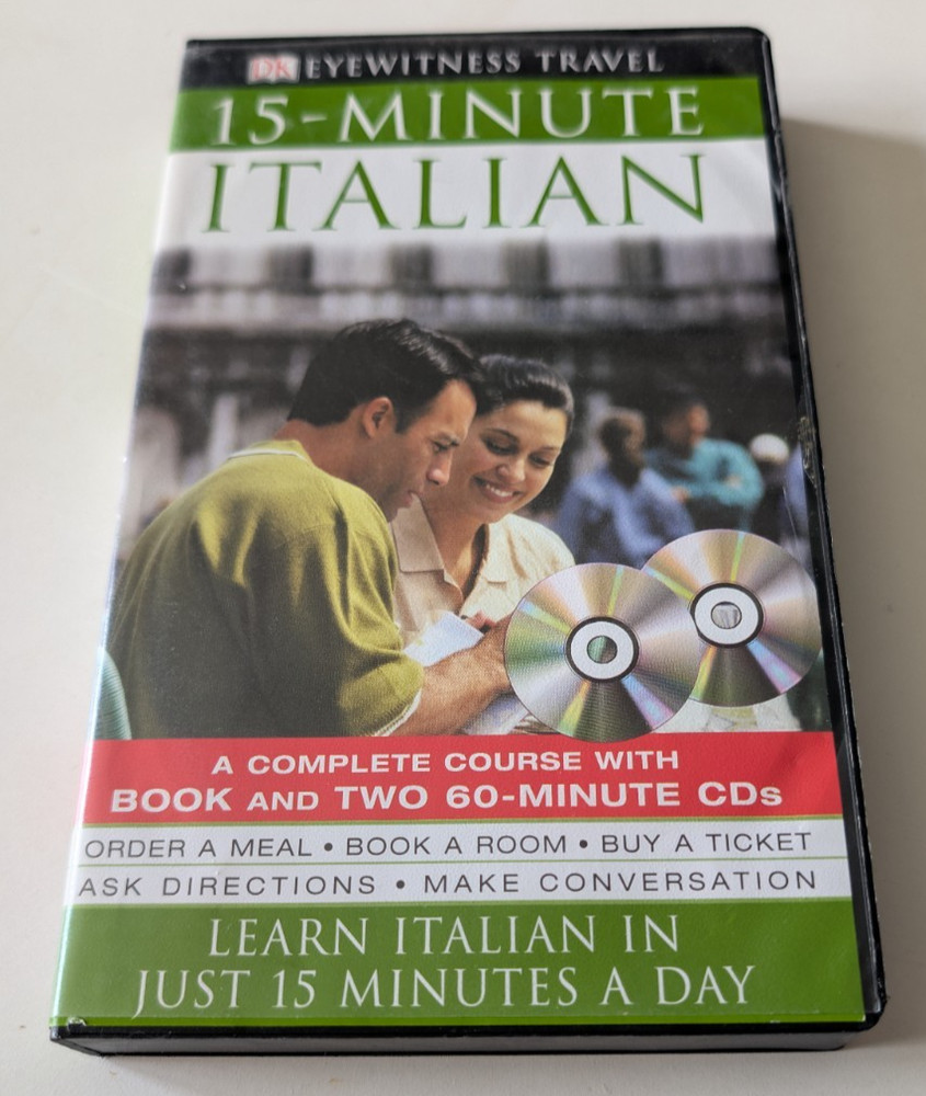 ​DK 15-MINUTE ITALIAN Language Course Book & 2 CDs Eyewitness Travel Study Pack