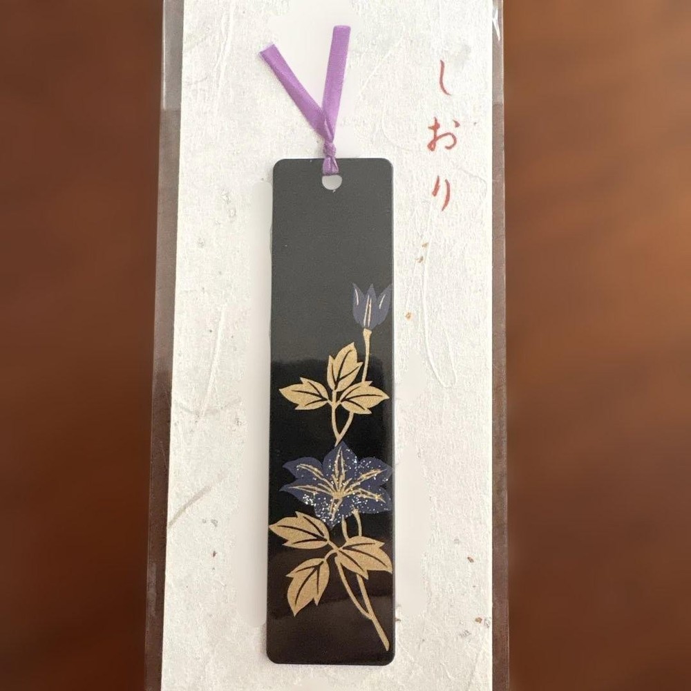 Japanese Style Clematis Book Bookmark 3.9×0.9in Traditional Floral Design