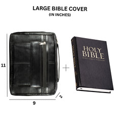 Genuine Leather Religious Book Bible Cover Organizer Zippered Case with Handle