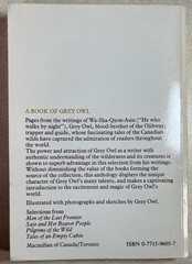 1975 A Book of Grey Owl Pages from the Writings of Wa-sha-quon-asin-Paperback