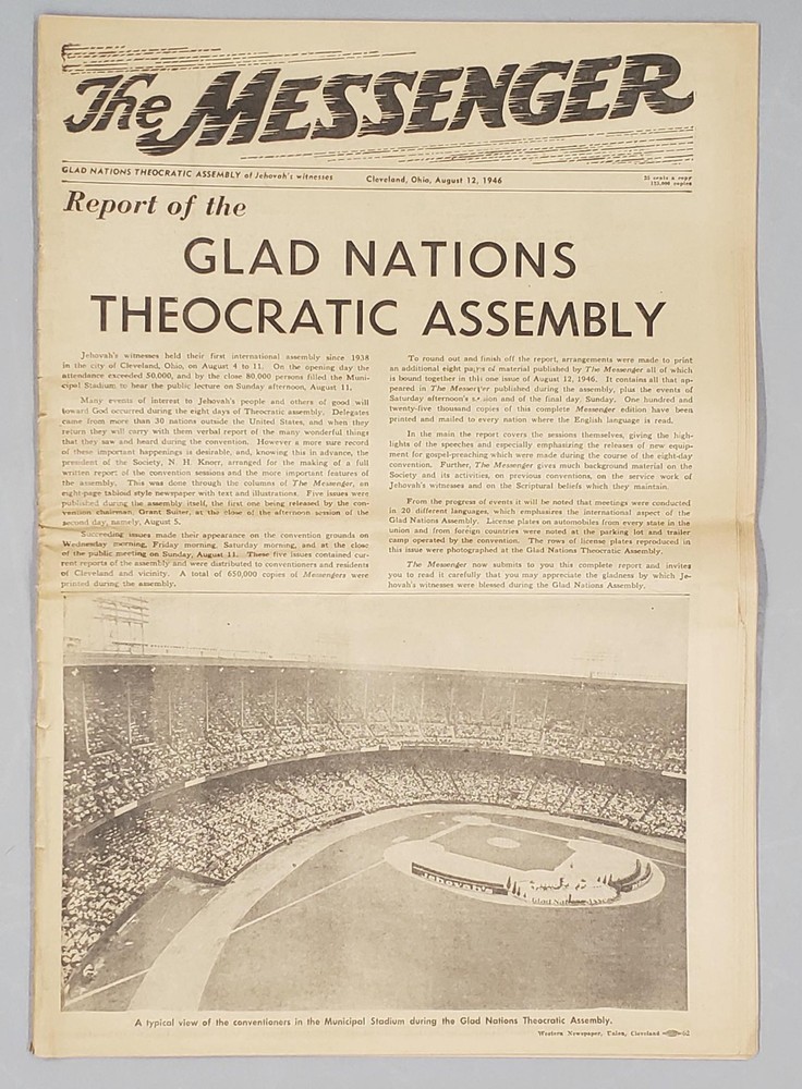 Rare Messenger August 12 1946 Convention Report Watchtower Jehovah
