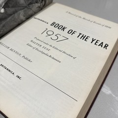 Encyclopedia Britannica Book Of The Year Annual 1957 Classic Red Leather Vintage