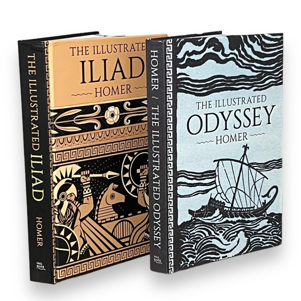 2-Book Set: THE ILLUSTRATED ILIAD & ODYSSEY by Homer Hardcover Deluxe Classics