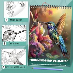 Humming Bird Adult Coloring Book Spiral Bound Mindfulness Adult Coloring Book fo