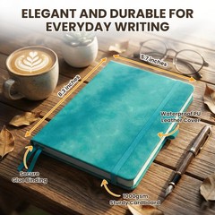 312 Pages A5 Teal Journal Lined Notebook for & Men, 5.7×8.3in PU Leatherbound…
