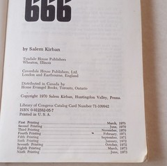 Salem Kirban 666 Tyndale House Publishers 1973 Softcover Christianity Antichrist