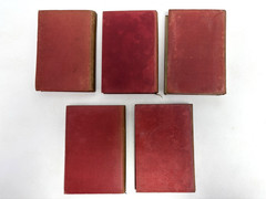 Collection of Small Old Books for Decoration. 10cm shelf space. 15.5cm Tall