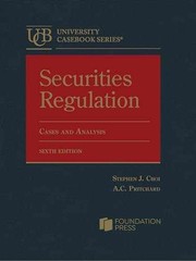 Securities Regulation, Cases – Hardcover, by Choi Stephen; Pritchard – Very Good