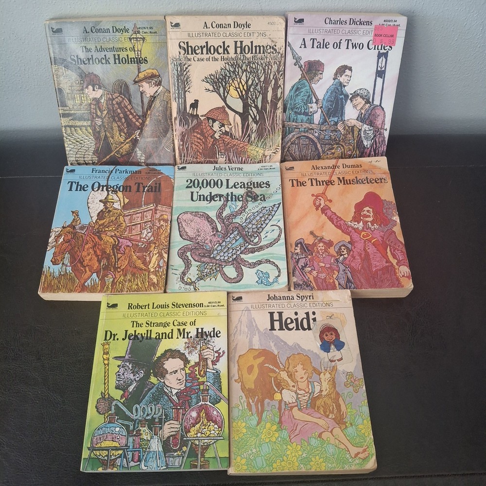 Vtg Lot of 8 Illustrated Classic Editions Mini Paperback Books – Oregon Trail