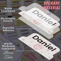 Bible Tabs with Unique Stickers, Laminated Bible Tabs for Women & Men, Christian