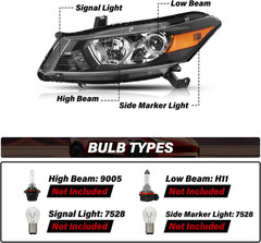 BRYGHT Headlight Assembly Replacement for 2008-2012 Honda Accord Coupe 2-Door OE