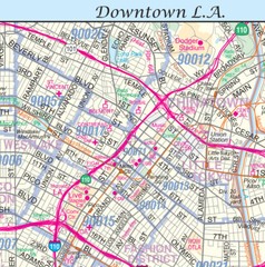 Greater Los Angeles Detailed Region Wall Map (44″x67″) w/Zip Codes