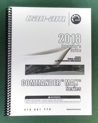 2018 Can-Am Commander Max 800R Owner’s Manual: 179 Pages & Protective Covers!