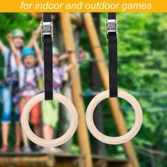 Topyond Wood Gymnastic Rings with Adjustable Straps, Olympic 25mm for…