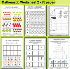 Basic Mathematic Worksheet for kids preschool tracing counting