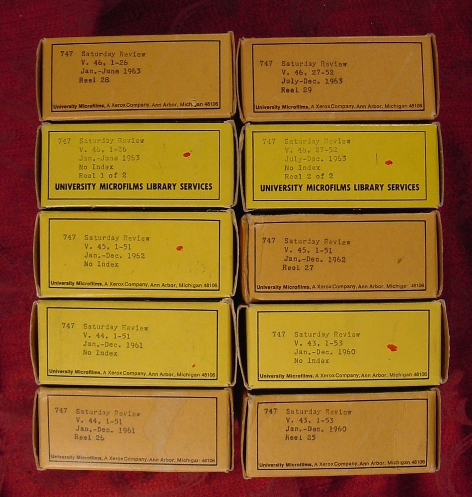 SATURDAY REVIEW MICROFILM 1962-1963-1964-1965-1966-1967-1968-1969-1970-1985