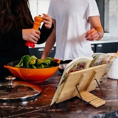 Universal Bamboo Book Stand, for Cookbooks, Reading, Cell Phone, Art, Music
