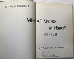 MEN AT WORK IN HAWAII Harry C. Rubicam HC 1960 ex-lib hardcover