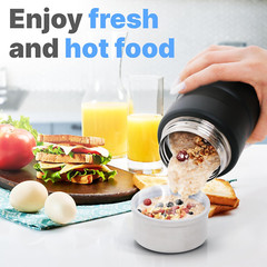 Stainless Steel Thermo for Hot Food 17OZ with Folding Spoon, Vacuum Insulated Fo