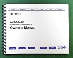 Denon AVR-S740W Instruction Manual: Full Color 272 Pages & Protective Covers!