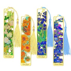 Kinsound Metal Bookmarks with Tassel, Golden Van Gogh 4.25″ x 0.86″, Gold