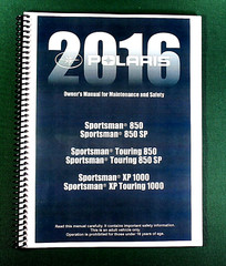 2016 Polaris Sportsman XP 1000 ATV Owner’s Manual: 168 Pages & Clear Covers